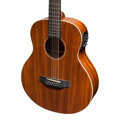 Martinez 'Southern Star Series' Koa Solid Top Left Handed 12-String Acoustic-Electric TS-Mini Guitar (Natural Gloss)-MTT-812L-NGL