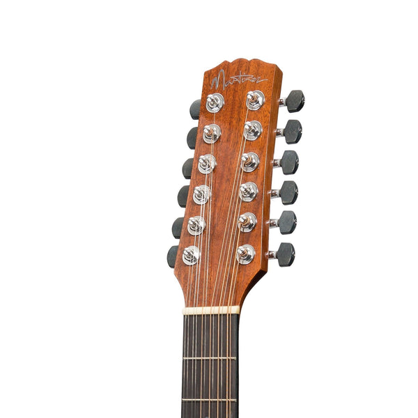 Martinez 'Southern Star Series' Koa Solid Top Left Handed 12-String Acoustic-Electric TS-Mini Guitar (Natural Gloss)