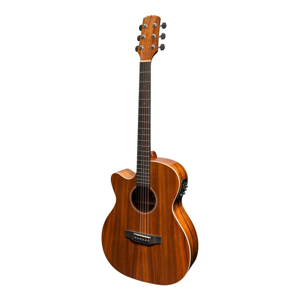 Martinez 'Southern Star Series' Left Handed Koa Solid Top Acoustic-Electric Small Body Cutaway Guitar (Natural Gloss)-MFPC-8CL-NGL