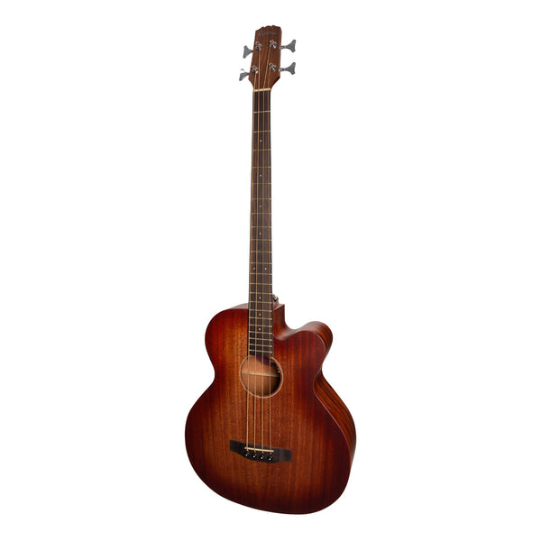 Martinez 'Southern Star Series' Mahogany Solid Top Acoustic-Electric Cutaway Bass Guitar (Satin Sunburst)-MBC-6C-NST