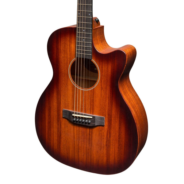 Martinez 'Southern Star Series' Mahogany Solid Top Acoustic-Electric Small Body Cutaway Guitar (Satin Sunburst)-MFPC-6C-NST