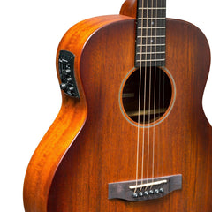Martinez 'Southern Star Series' Mahogany Solid Top Acoustic-Electric TS-Mini Guitar (Satin Sunburst)