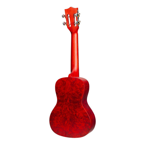 Mojo 'Traditional Series' Quilted Maple Concert Ukulele with Gig Bag (Red)-MCU-03-RED