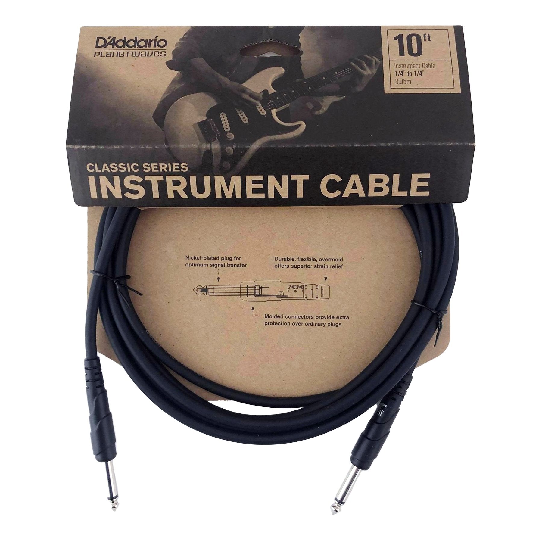 Planet Waves 'Classic Series' 1/4" Straight Jack Instrument Cable (10ft)-PW-CGT-10