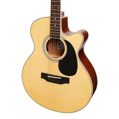 Saga '700 Series' Solid Spruce Top Acoustic-Electric Small-Body Cutaway Guitar (Natural)