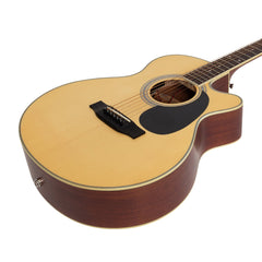 Saga '700 Series' Solid Spruce Top Acoustic-Electric Small-Body Cutaway Guitar (Natural)