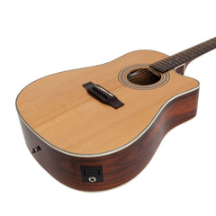 Saga '850 Series' Solid Spruce Top Acoustic-Electric Dreadnought Guitar (Natural)
