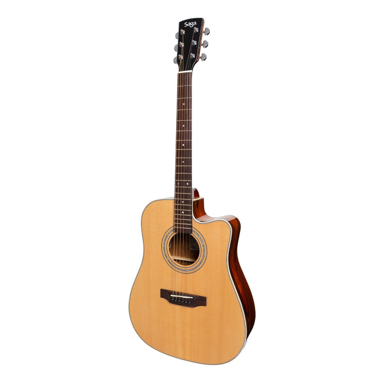 Saga '850 Series' Solid Spruce Top Acoustic-Electric Dreadnought Guitar (Natural)