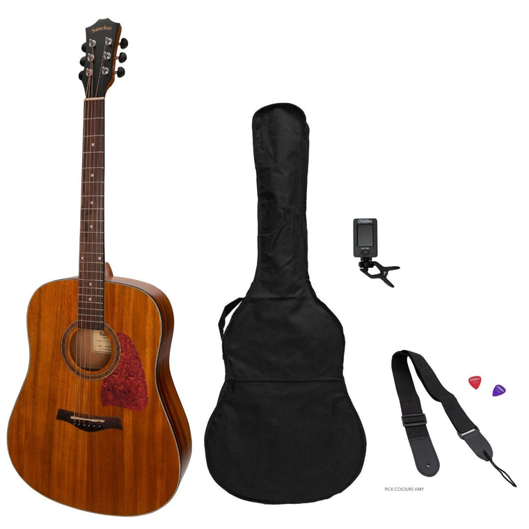 Sanchez Acoustic Dreadnought Guitar Pack (Koa)