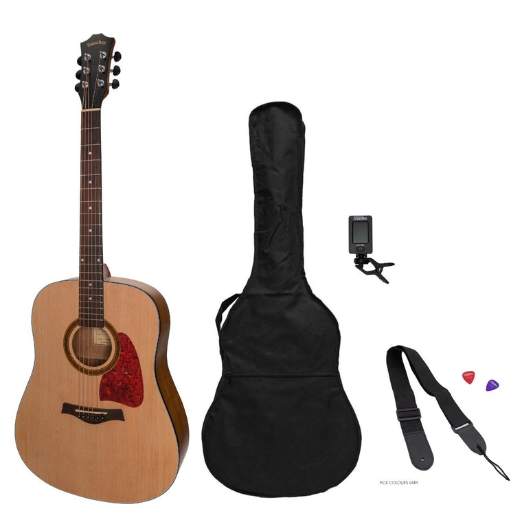 Sanchez Acoustic Dreadnought Guitar Pack (Spruce/Acacia)