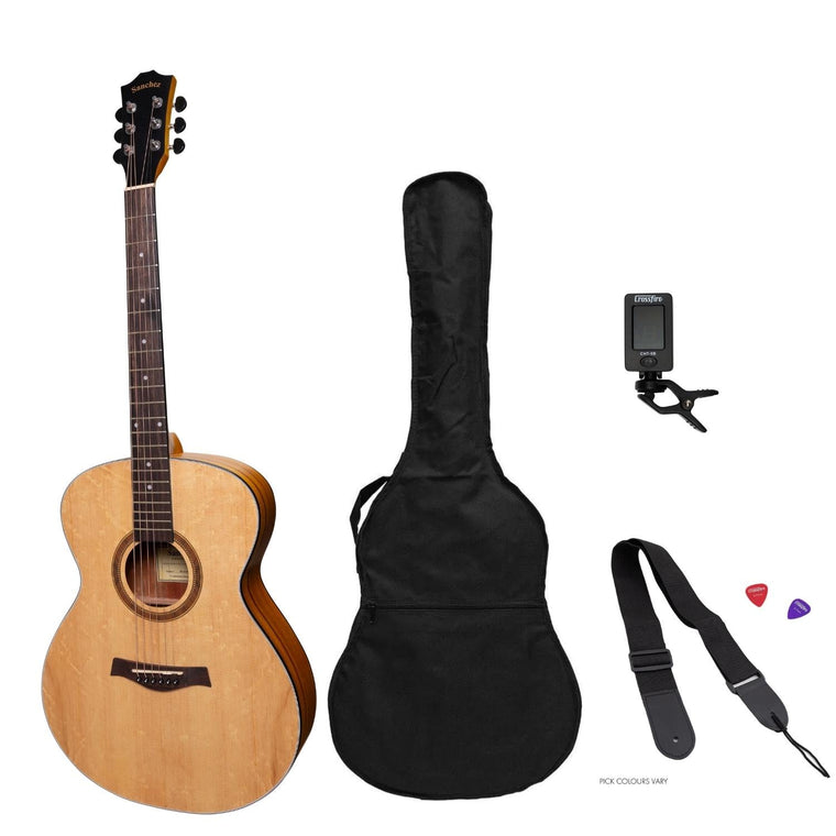 Sanchez Acoustic Small Body Guitar Pack (Spruce/Koa)