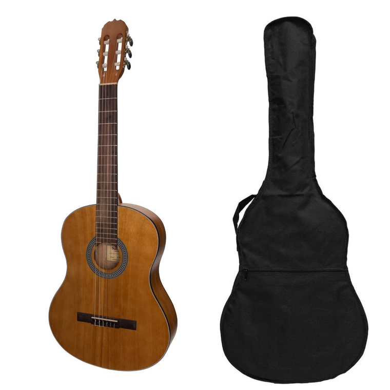 Sanchez Full Size Student Acoustic-Electric Classical Guitar with Pickup and Gig Bag (Koa)