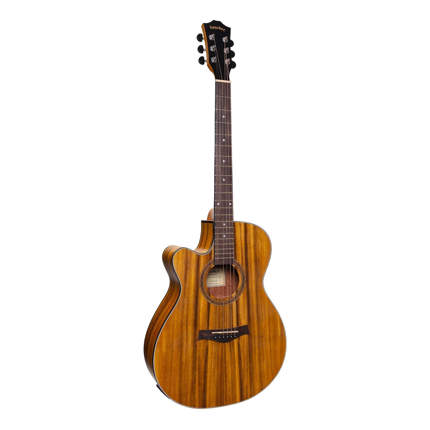 Sanchez Left Handed Acoustic-Electric Small Body Cutaway Guitar (Koa)-SFC-18L-KOA
