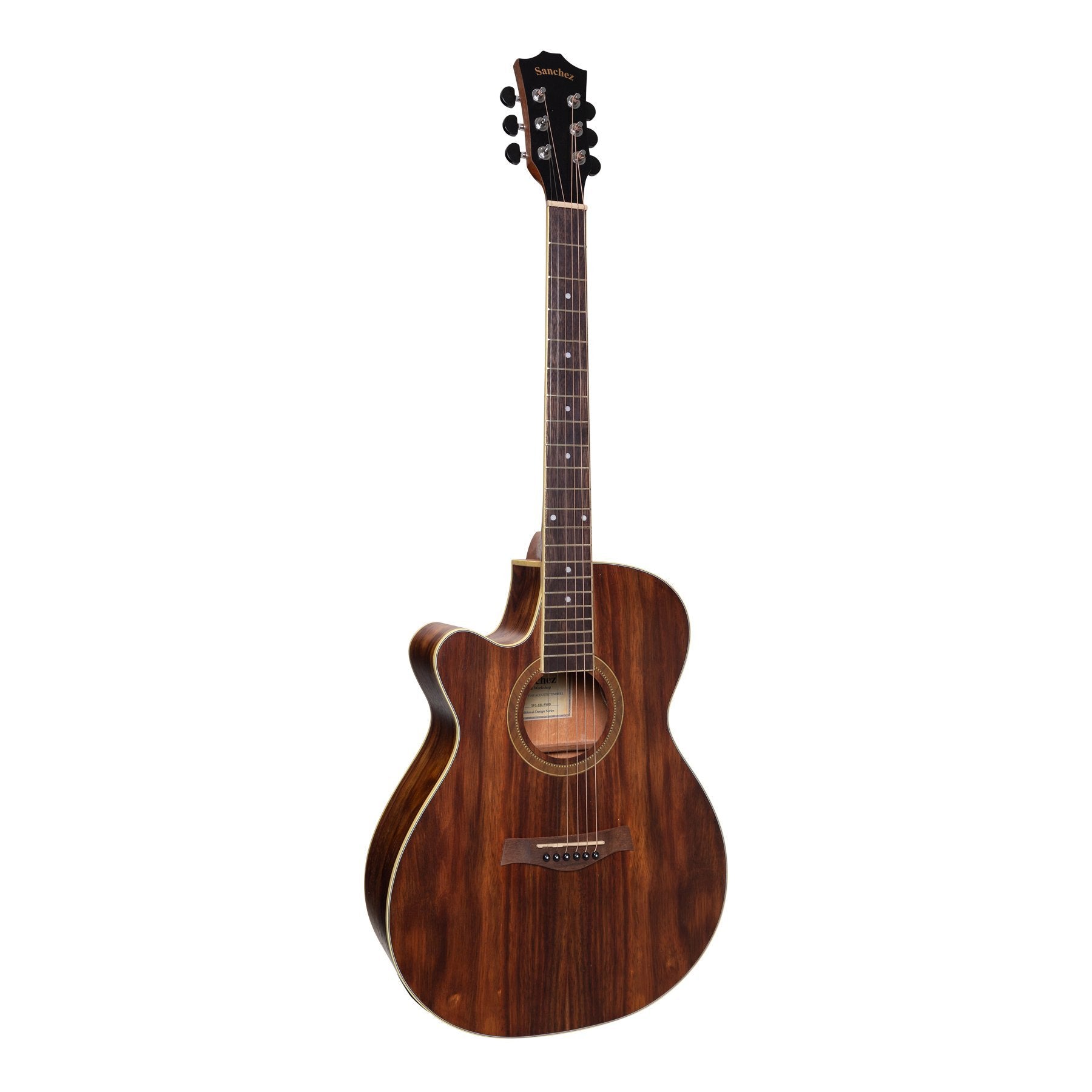 Sanchez Left Handed Acoustic-Electric Small Body Cutaway Guitar (Rosewood)-SFC-18L-RWD