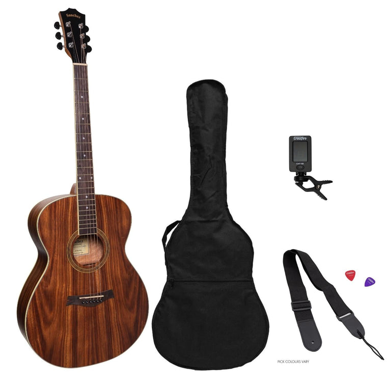 Sanchez Left Handed Acoustic Small Body Guitar Pack (Rosewood)