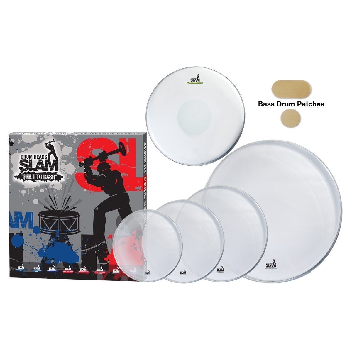 Slam Hydraulic Clear Drum Head Pack (10"T/12"T/14"T/14"S/20"BD)-SDHP-HC-F