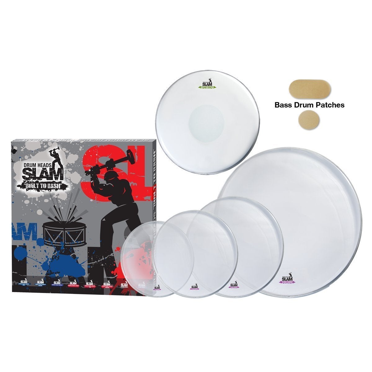 Slam Ringer Clear Drum Head Pack (12"T/13"T/16"T/14"S/22"BD)-SDHP-RTC-R