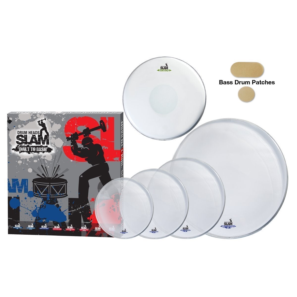 Slam Single Ply Clear Drum Head Pack (10"T/12"T/14"T/14"S/20"BD)-SDHP-1PCL-TF