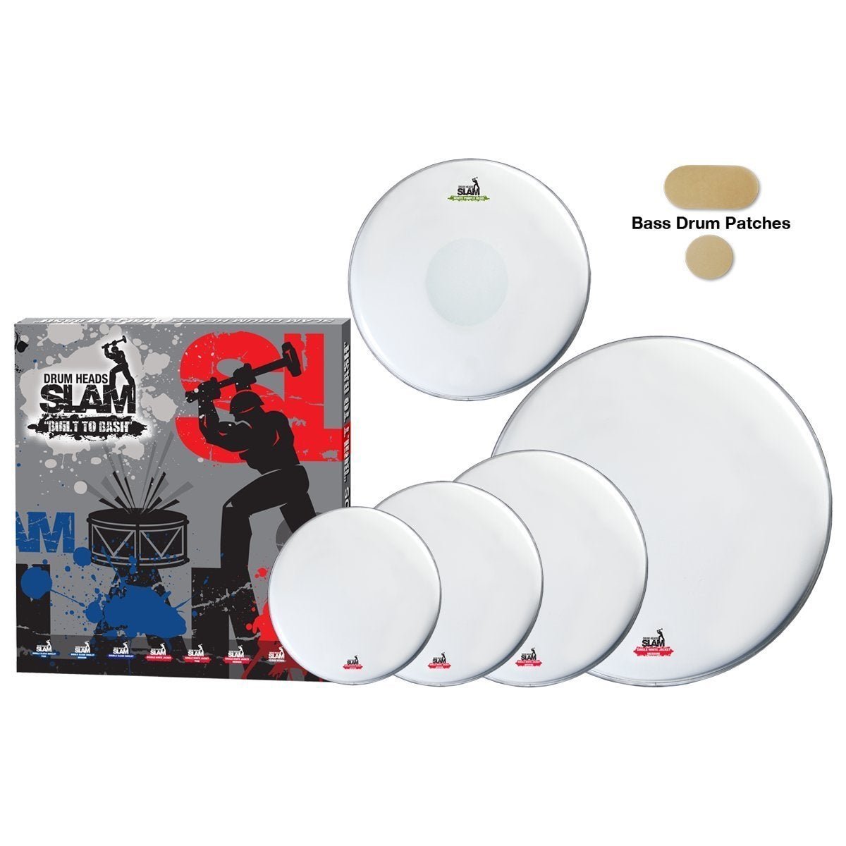Slam Single Ply Coated Medium Weight Drum Head Pack (12"T/13"T/16"T/14"S/22"BD)-SDHP-1PCT-MR