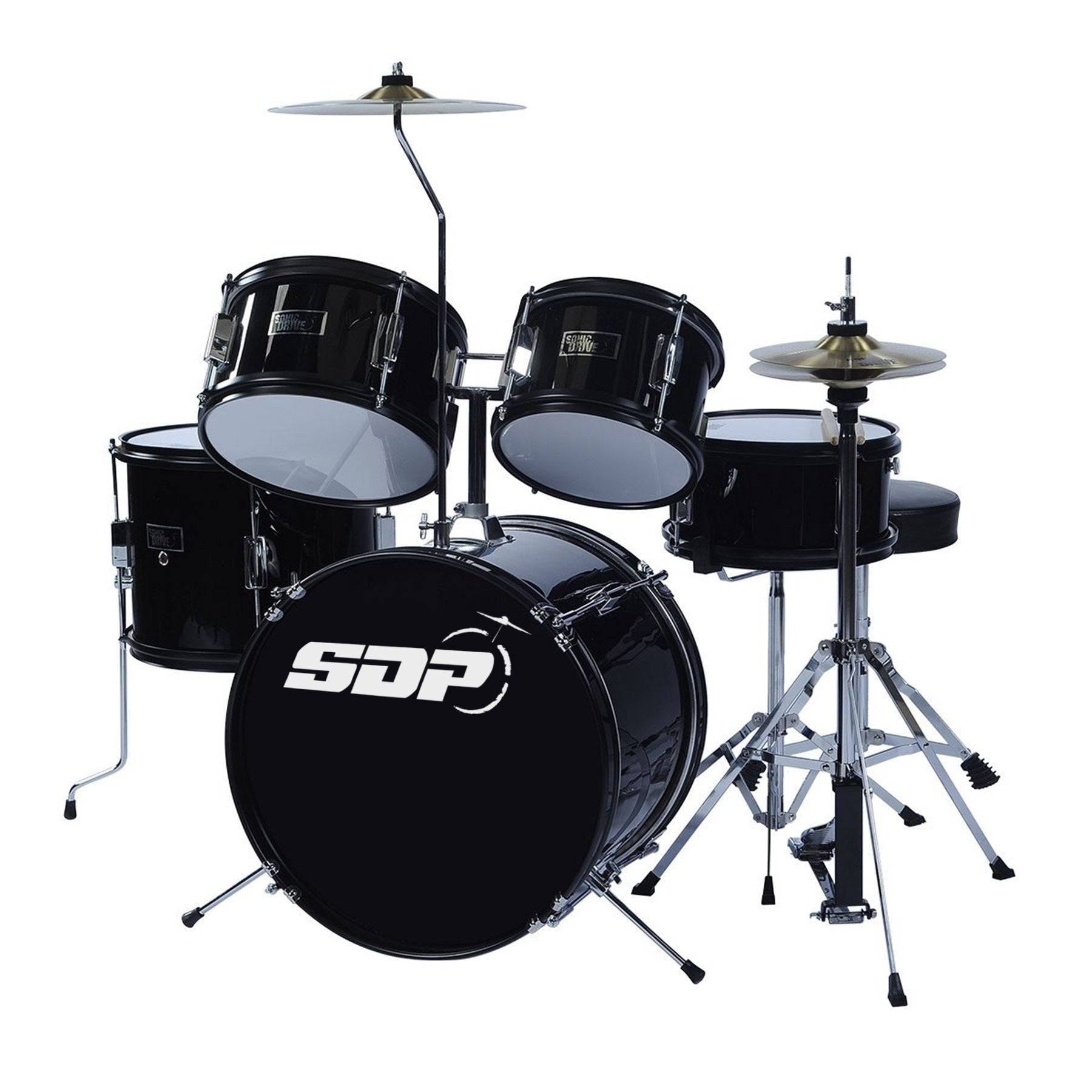 Sonic Drive 5-Piece Junior Drum Kit (Black)-SDJ-40-BLK