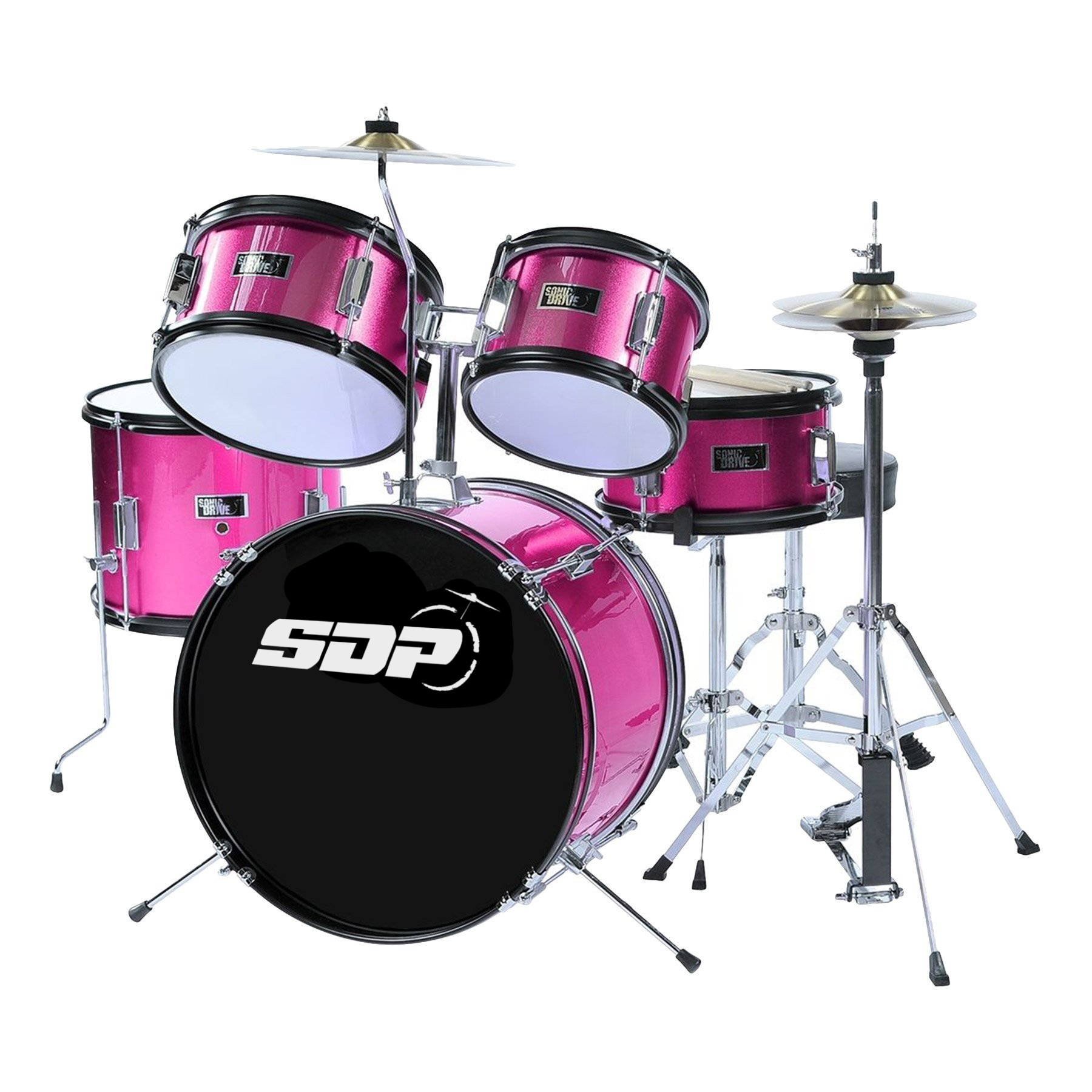 Sonic Drive 5-Piece Junior Drum Kit (Metallic Pink)-SDJ-40-PNK