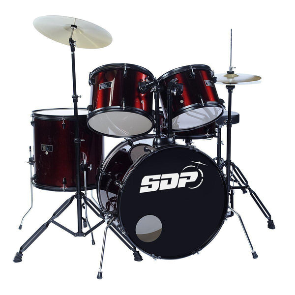 Sonic Drive 5-Piece Rock Drum Kit with 22" Bass Drum (Metallic Wine Red)-SDP-BK12-MWR