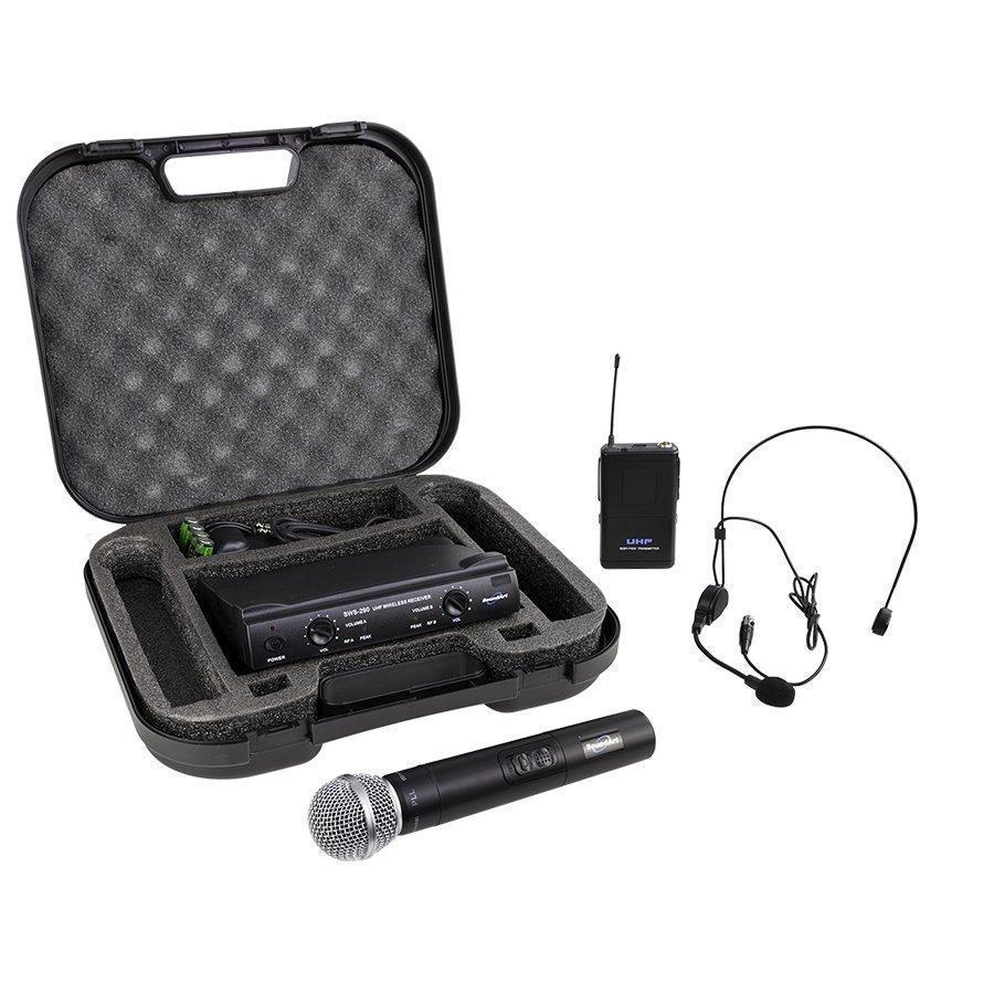 SoundArt Dual Channel Wireless Microphone System with Lapel, Headset and Handheld Mics-SWS-290-MBP