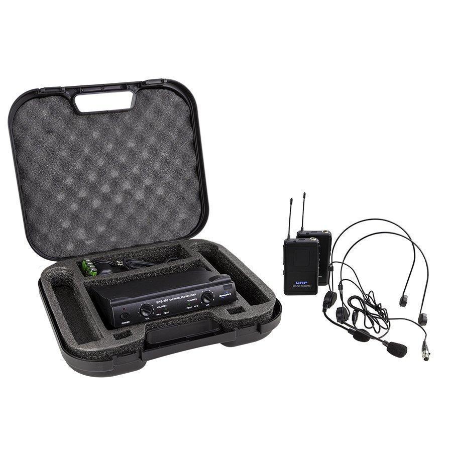 SoundArt Dual Channel Wireless Microphone System with Lapel and Headset Mics-SWS-290-BPBP