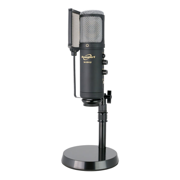 SoundArt Professional USB Condenser Studio Microphone Pack w/ Pop Filter, Desk Stand, USB Cable & Carry Case-SM-USB-Q2