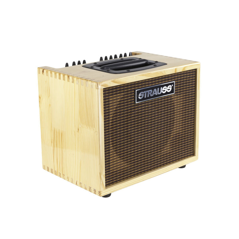 Strauss 60 Watt Acoustic Guitar Combo Amplifier with Effects (Natural Gloss)
