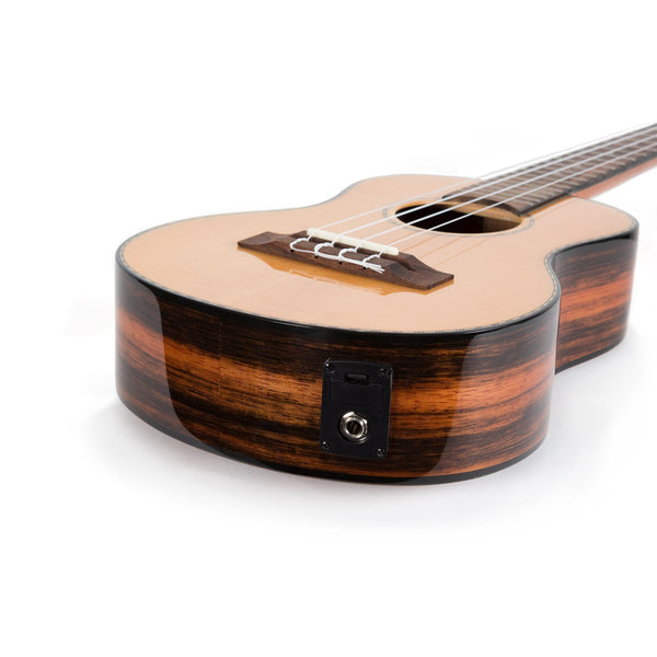 Tiki '22 Series' Spruce Solid Top Electric Tenor Ukulele with Hard Case (Natural Gloss)