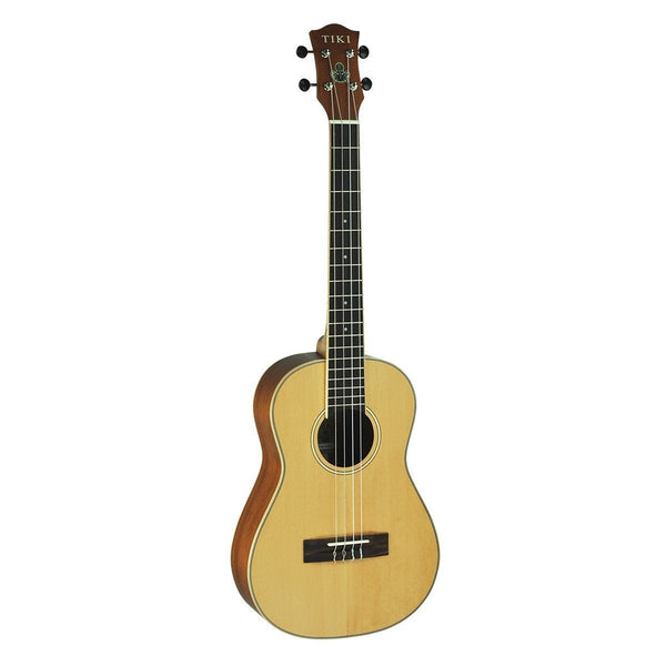 Tiki '6 Series' Spruce Solid Top Baritone Ukulele with Hard Case (Natural Satin)-TSB-6-NST