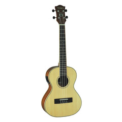 Tiki '6 Series' Spruce Solid Top Electric Tenor Ukulele with Hard Case (Natural Satin)-TST-6P-NST