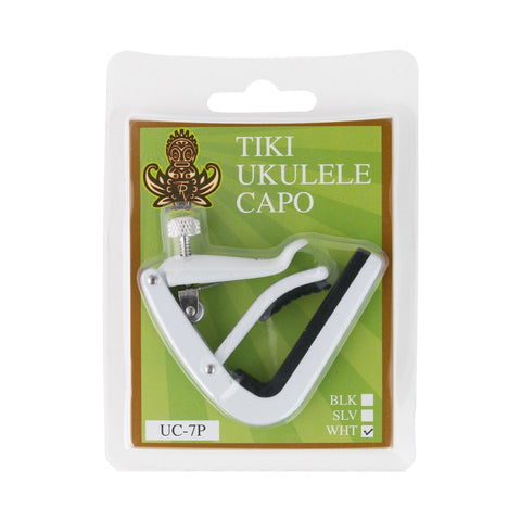 Tiki Adjustable Roller Ukulele Capo (White)-UC-7P-WHT