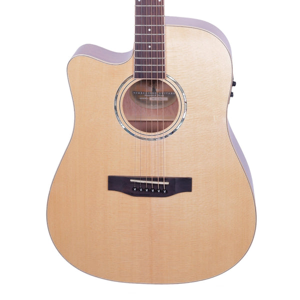 Timberidge '1 Series' Left Handed Spruce Solid Top Acoustic-Electric Dreadnought Cutaway Guitar (Natural Gloss)