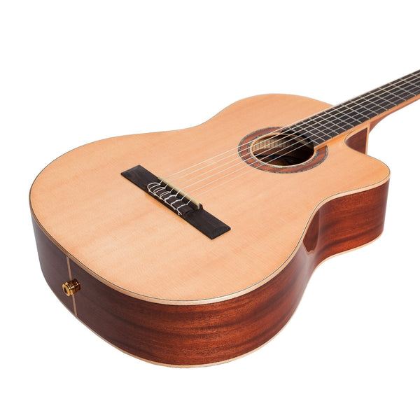 Timberidge '1 Series' Spruce Solid Top Acoustic-Electric Classical Cutaway Guitar (Natural Gloss)