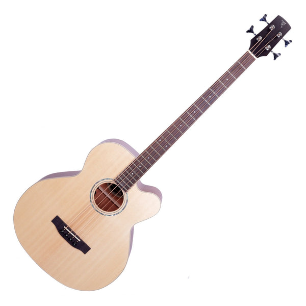 Timberidge '1 Series' Spruce Solid Top & Mahogany Solid Back Acoustic-Electric Cutaway Bass Guitar (Natural Satin)