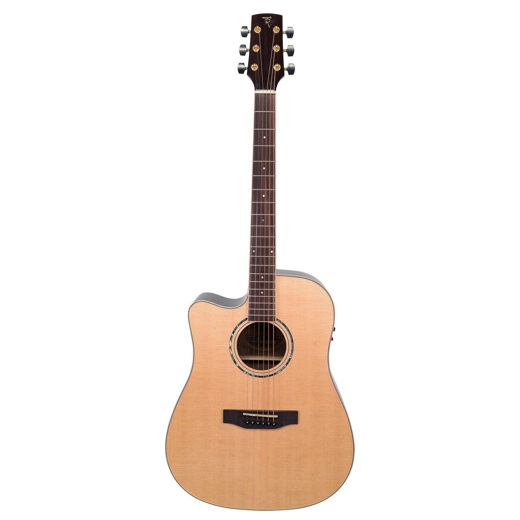 Timberidge '3 Series' Left Handed Spruce Solid Top Acoustic-Electric Dreadnought Cutaway Guitar (Natural Gloss)-TRC-3L-NGL