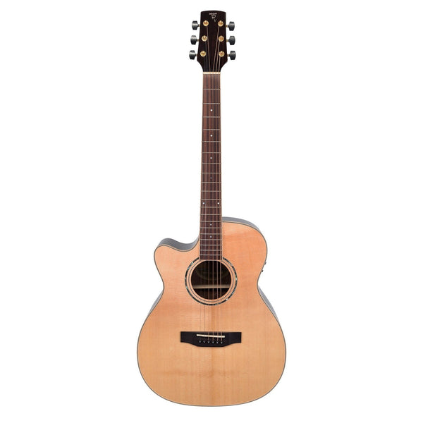 Timberidge '3 Series' Left Handed Spruce Solid Top Acoustic-Electric Small Body Cutaway Guitar (Natural Gloss)-TRFC-3L-NGL