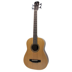 Timberidge '4 Series' Cedar Solid Top Acoustic-Electric Bass Travel Guitar with Gig Bag (Natural Satin)-TR-TB4-NST