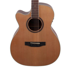 Timberidge '4 Series' Left Handed Cedar Solid Top Acoustic-Electric Small Body Cutaway Guitar (Natural Satin)-TRFC-4L-NST