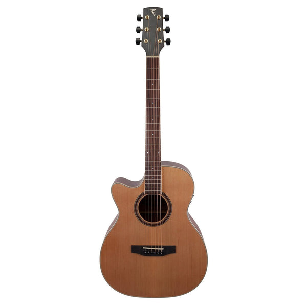Timberidge '4 Series' Left Handed Cedar Solid Top Acoustic-Electric Small Body Cutaway Guitar (Natural Satin)-TRFC-4L-NST