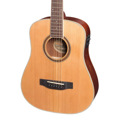 Timberidge '4 Series' Left Handed Cedar Solid Top Acoustic-Electric Traveller Mini Guitar (Natural Satin)