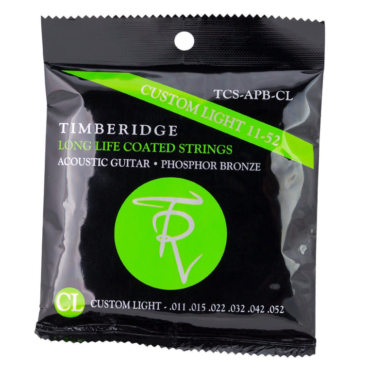 Timberidge Custom Light Phosphor Bronze Long Life Coated Acoustic Guitar Strings (11-52)