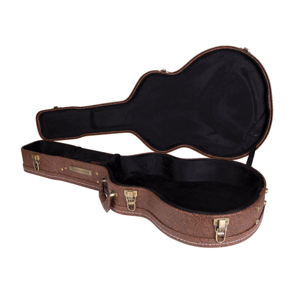 Timberidge Deluxe Shaped 12-String Small Body Acoustic Guitar Hard Case (Paisley Brown)