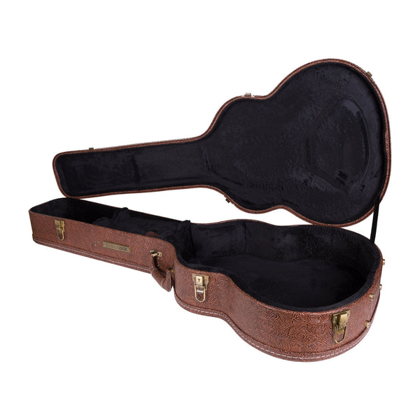 Timberidge Deluxe Shaped Acoustic Bass Guitar Hard Case (Paisley Brown)