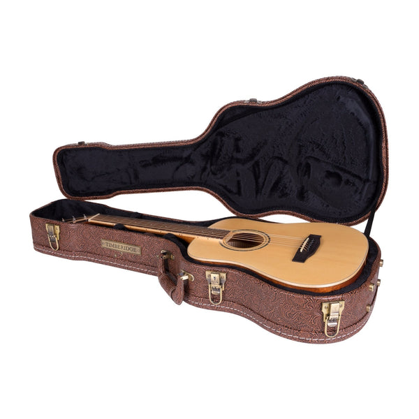 Timberidge Deluxe Shaped Mini Acoustic Guitar Hard Case (Paisley Brown)