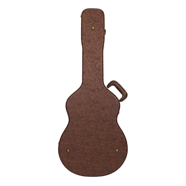 Timberidge Deluxe Shaped Small Body Acoustic Guitar Hard Case (Paisley Brown)