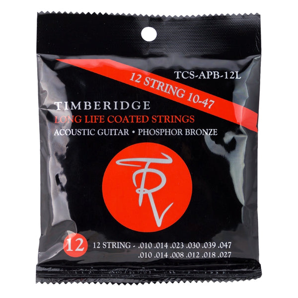 Timberidge Light Phosphor Bronze Long Life Coated 12-String Acoustic Guitar Strings (10-47)-TCS-APB-12L