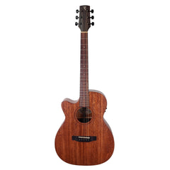 Timberidge 'Messenger Series' Left Handed Mahogany Solid Top Acoustic-Electric Small Body Cutaway Guitar (Natural Satin)-TRFC-MML-NST